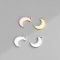 Wholesale 925 Sterling Silver Flat Crescent Moon Charms Pendant for Bracelet Necklace Jewelry Making