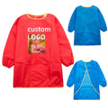Custom Printing Children Kids Toddler Waterproof Play Apron Painting Baking Cooking Red Long Sleeves Art Smock