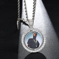 Hip-Hop Round Rotating Double-sided Iced Out Bling Personalized Pendant Necklace Custom Photo Cubic Zircon Necklace & Pendant MegaBDM