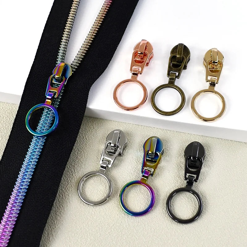 Meetee ZT178 5# Alloy Auto-Lock Zipper Puller Slider Customized & Zinc O Ring for Nylon Zippers for Bags Jeans Garments Clothing