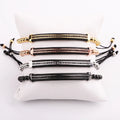 Fashion Design CZ Pave Tube Charm Beads Braided Macrame Friendship Bracelet Men Women JBS11666