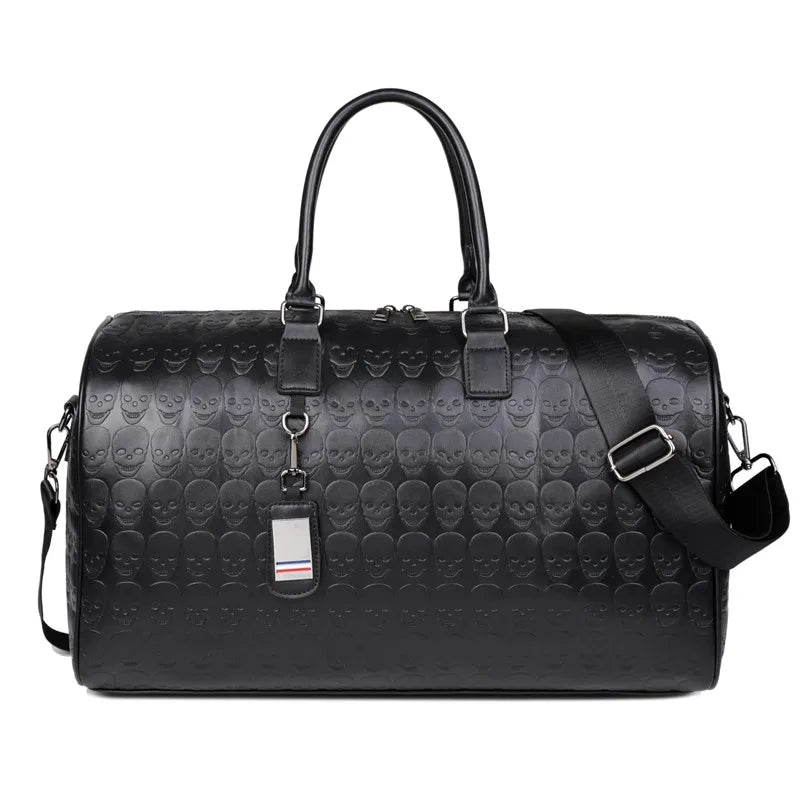 High Quality Overnight Weekender Tote Bag Waterproof Luggage Travel Bags PU Leather Embossed Skull Duffle Bags for Men Women