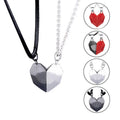 SC Hot Selling Two Souls One Heart Pendant Necklace Friendship Necklace Creative Wishing Stone Magnet Heart Couple Necklaces Set
