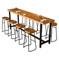 Modern Industrial Restaurant Metal Leg Wooden bar Stool Bistro Cafe Solid Wood High bar Table and Chair Set