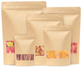 Wholesale Custom Dry Fruit Food Tea Packaging Bag Kraft Paper with Zipper Sealing Handle and Window Self-Printed Logo