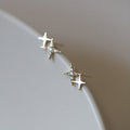 925 Sterling Silver Korean Version Simple Four-pointed Star Stud Earrings Women Pave Zircon Light Luxury 14k Gold Jewelry Gift