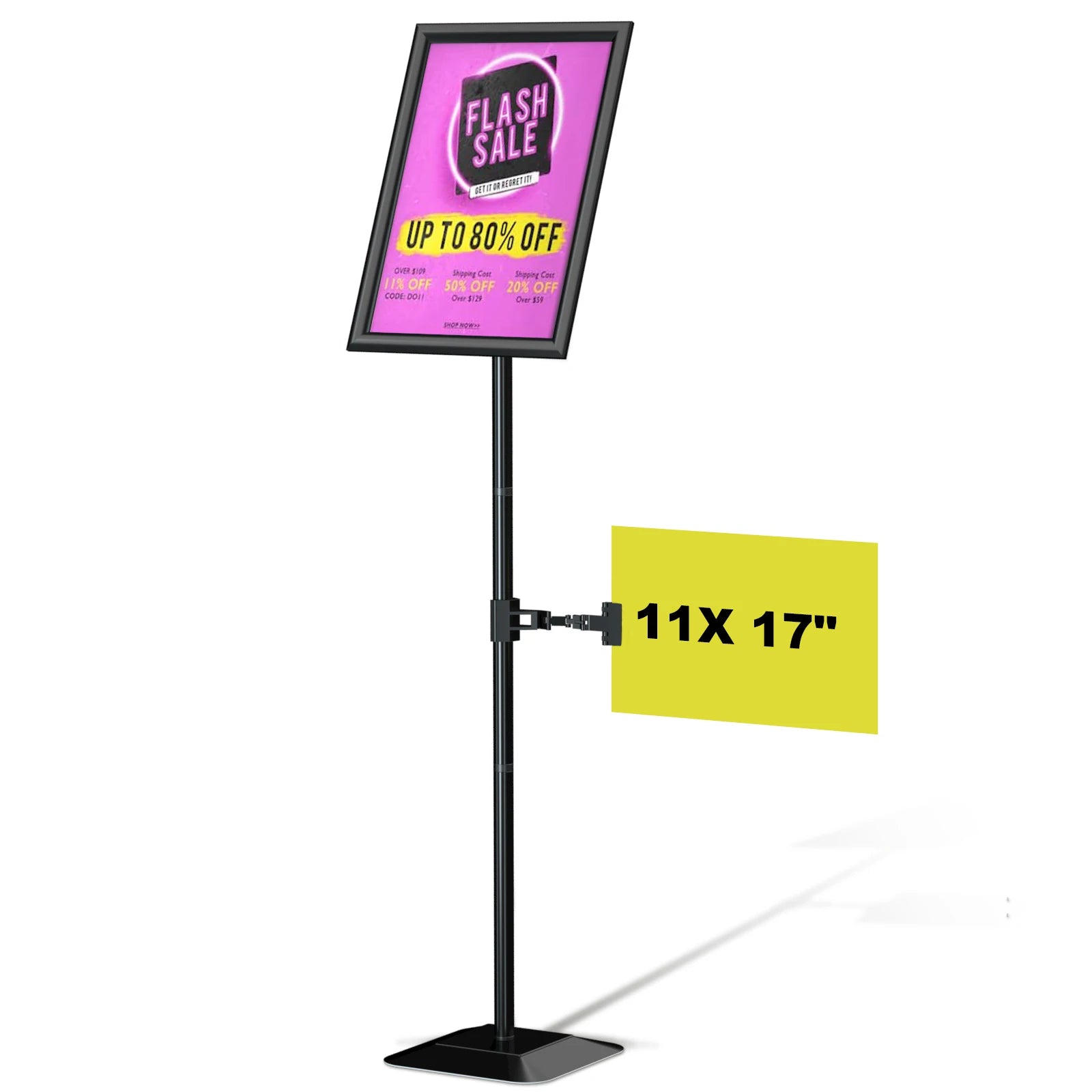 CYDISPLAY Black A3 Aluminum Adjustable Heavy Duty Single-Sided 360 Poster Stand for Promotional Advertising