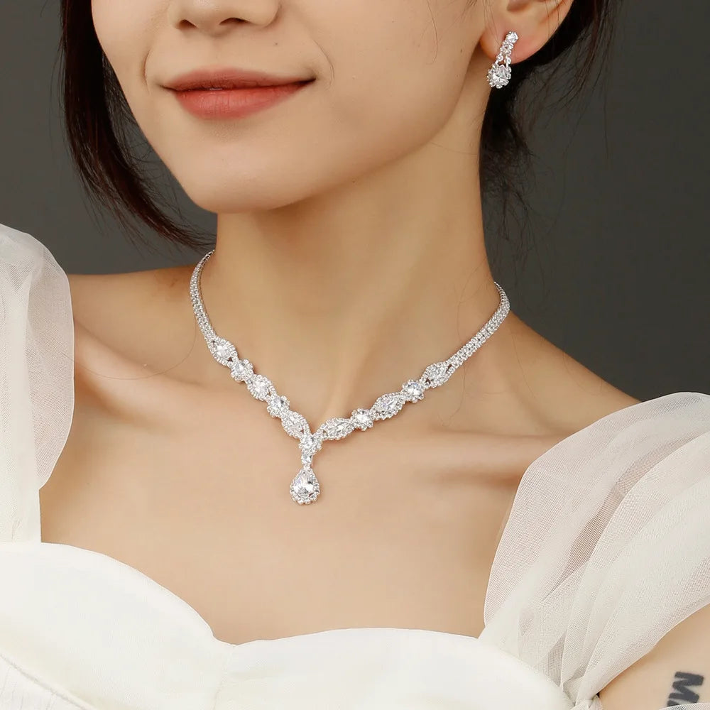 DAIHE Set-3358 Zircon Bridal Jewelry Jewelry Earrings Bracelet Set Necklace Earrings Wedding Accessories