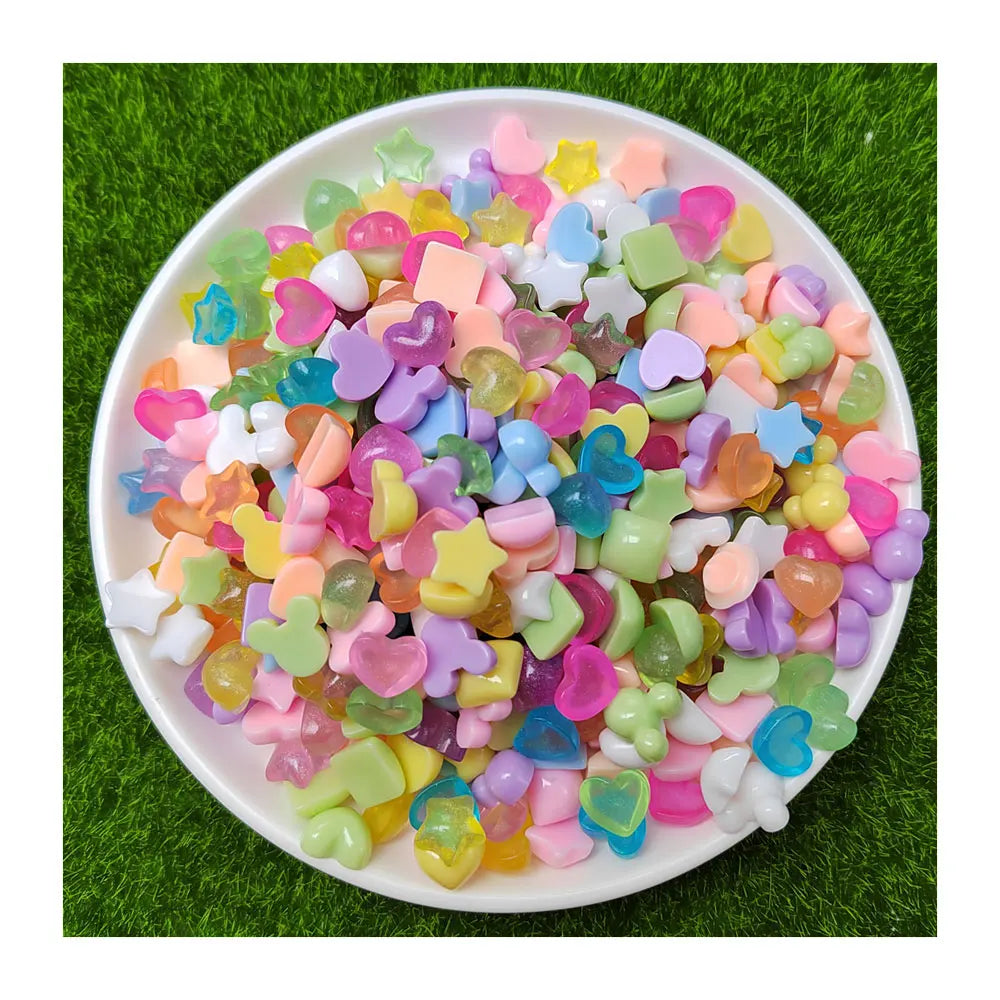 New Cute 15MM Mini Star Heart Square Flatback Resin Cabochons Embellishments Scrapbook DIY Jewelry Craft Decoration Accessories