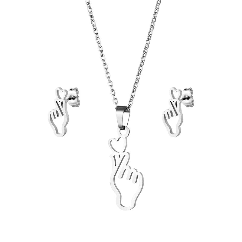 2023 Newest Stainless Steel Geometric Pop Jewelry Sets Fashion Women's Necklaces Earings Set