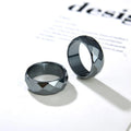 Wholesale 10mm Width Curved Faceted Design Natural Health Power Hematite Ring US Size 7-10 for Men Women Jewelry