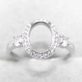 Sterling Silver 7*9mm Semi Mount Ring Empty Frame Blank Support Claw Setting S925 Base Holder Without Center Stone for DIY Inlay
