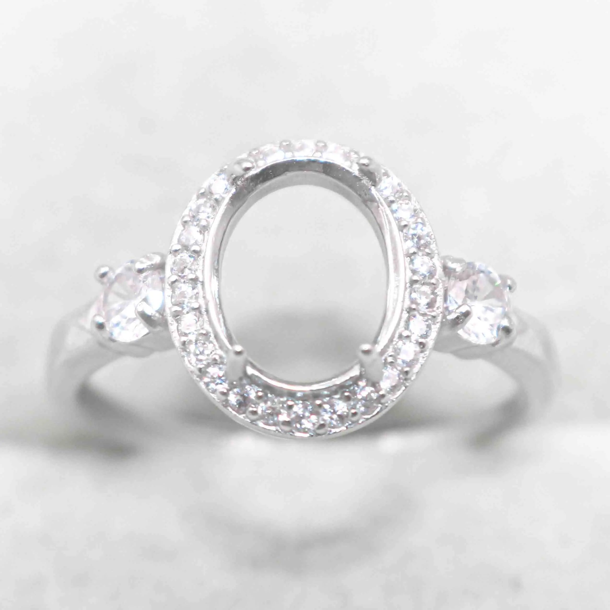 Sterling Silver 7*9mm Semi Mount Ring Empty Frame Blank Support Claw Setting S925 Base Holder Without Center Stone for DIY Inlay