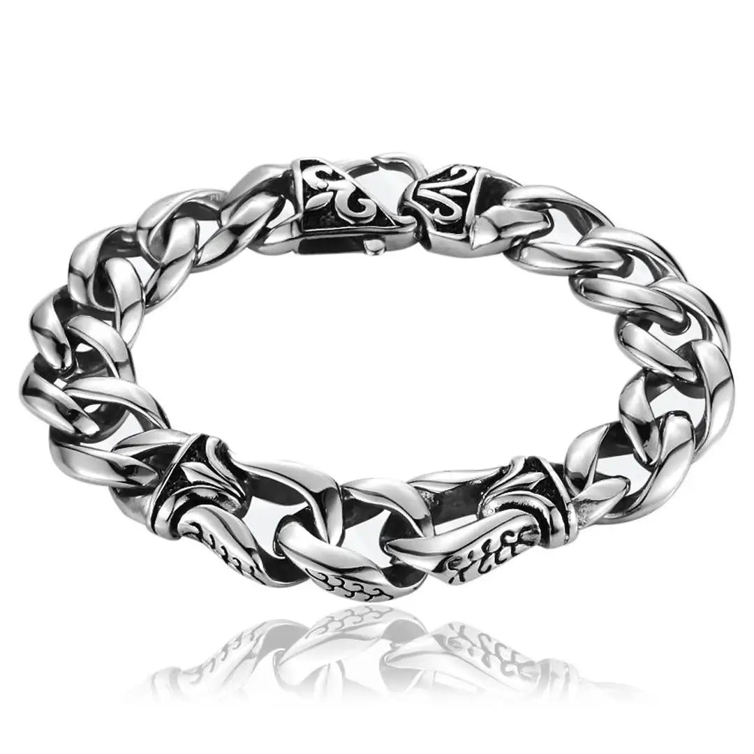 SSc-006 Steel Soldier Cuban Link Wide Chain Stainless Steel Bracelet Personality Cool Unique Titanium Bangle Jewelry