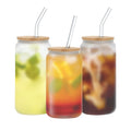 Hot Selling RTS 12OZ 16OZ 20OZ Glass Sublimation Tumbler with Straw Beer Cup Can Glasses Glass Cup with Straw and Lid