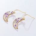 Korean Resin Dried Flower Moon Earrings Women Stainless Steel Gold Plated Designer Jewelry Earrings