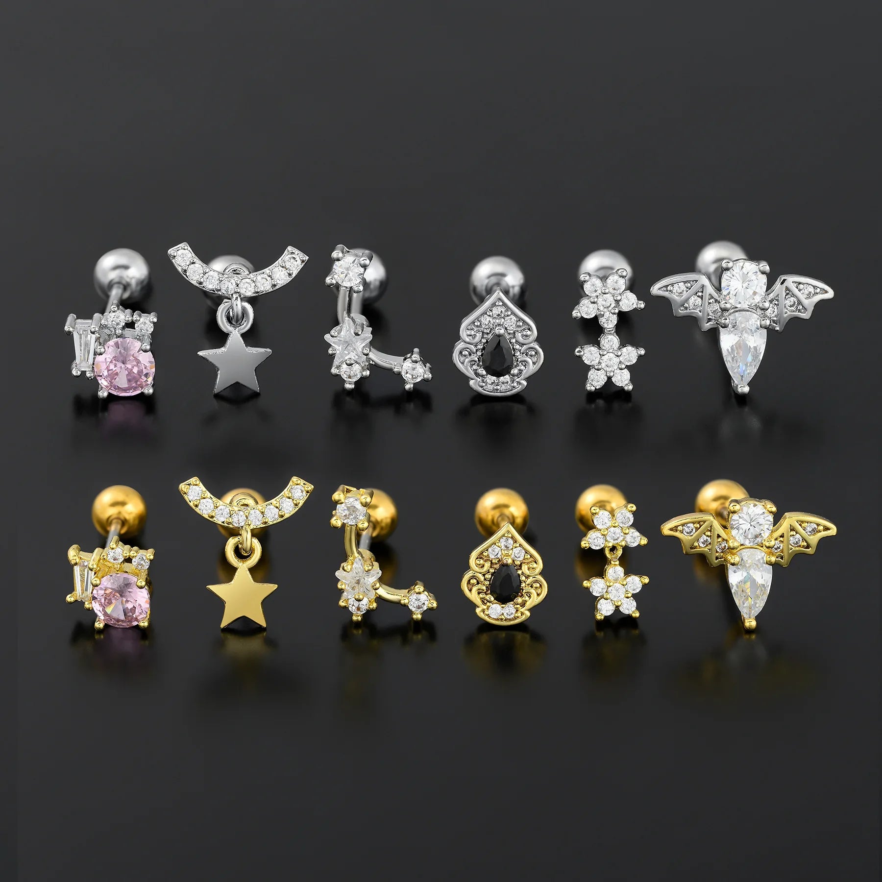 Hot Selling Creative Animal Zircon Earrings 18K Gold Plated Brass Earrings Fashion Jewelry Geometric Earrings Stud for Women