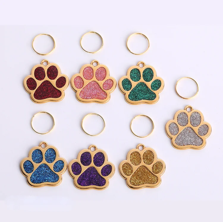Metal Pet Tag Wholesale Zinc Alloy Dog Tag Engraved Paw Print Dog Tags
