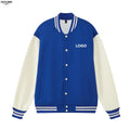 Custom Royal White Bomber Full-Snap Varsity Letterman Two Tone Baseball Jacket Sport-Tek Fleece Jackets Embroidered Logo