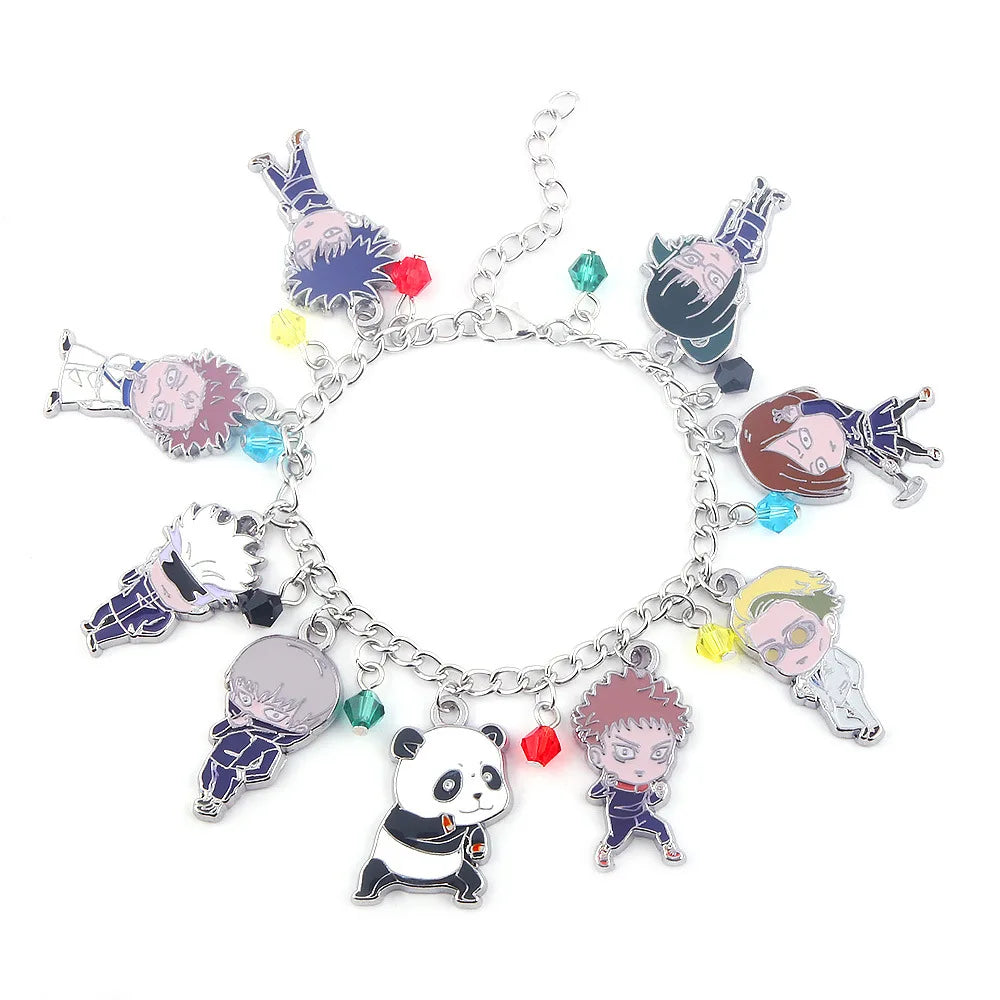 Anime Series Combination Metal Gojo Satoru Fushiguro Character Pendant Jujutsu Kaisen Bracelet Keychain