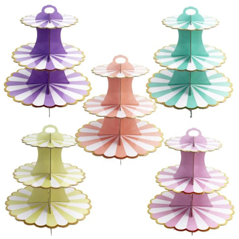 Disposable Paper Cardboard 3 Layers Dessert Cake Display Stand