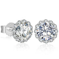 2CT Big Moissanite Earring 925 Sterling Silver Women Girl Men Jewelry Gold Plated Round Cut Lab Diamond 6.5mm Halo Stud Earring