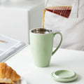 15oz Color Large Handle Coffee Mug Porcelain Tea Mug Ceramic Tea Cup with Stainless Steel Infuser