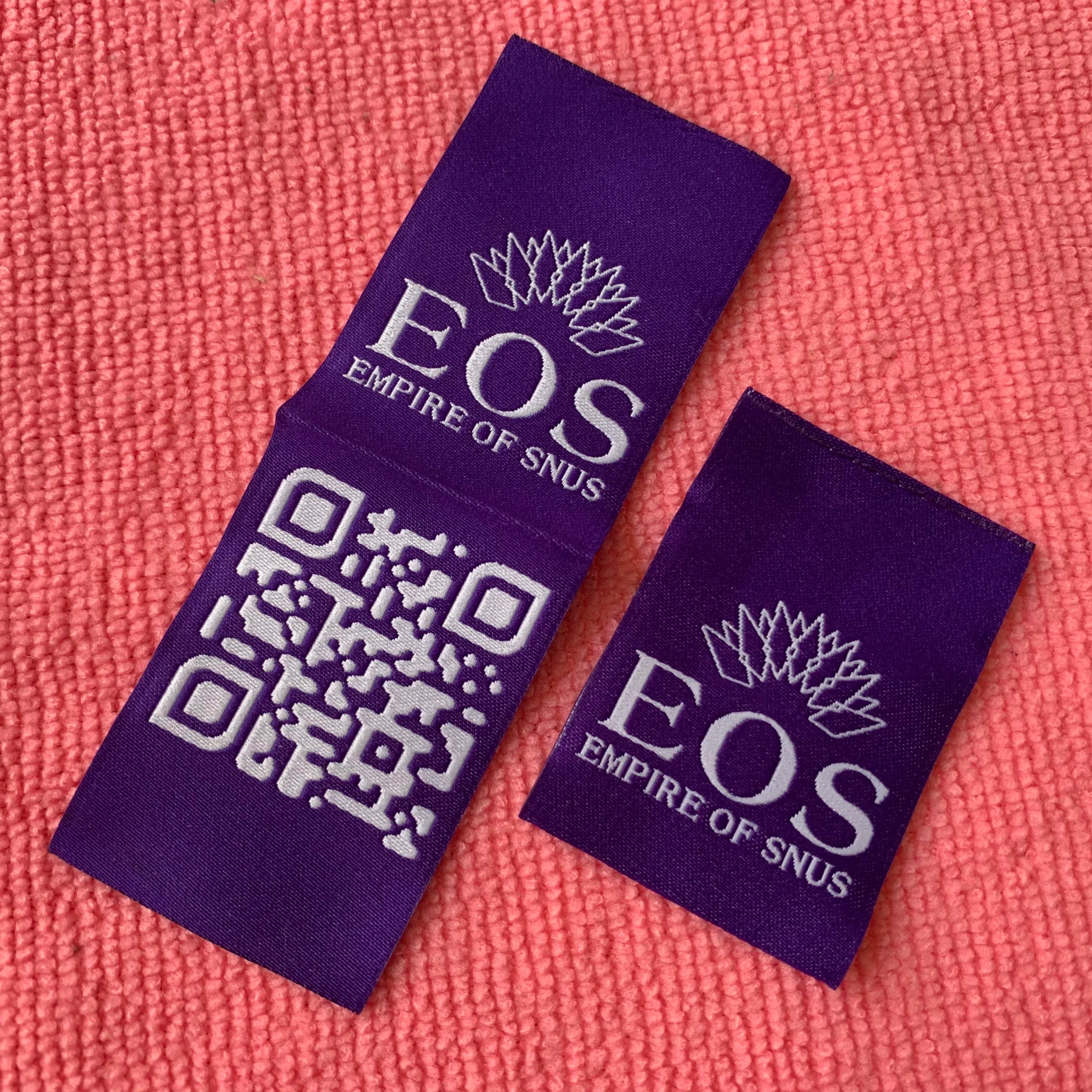 Loop Fold Inner Clothing QR Code Neck Woven Labelpurple logo Loop Fold Damask Clothing Label