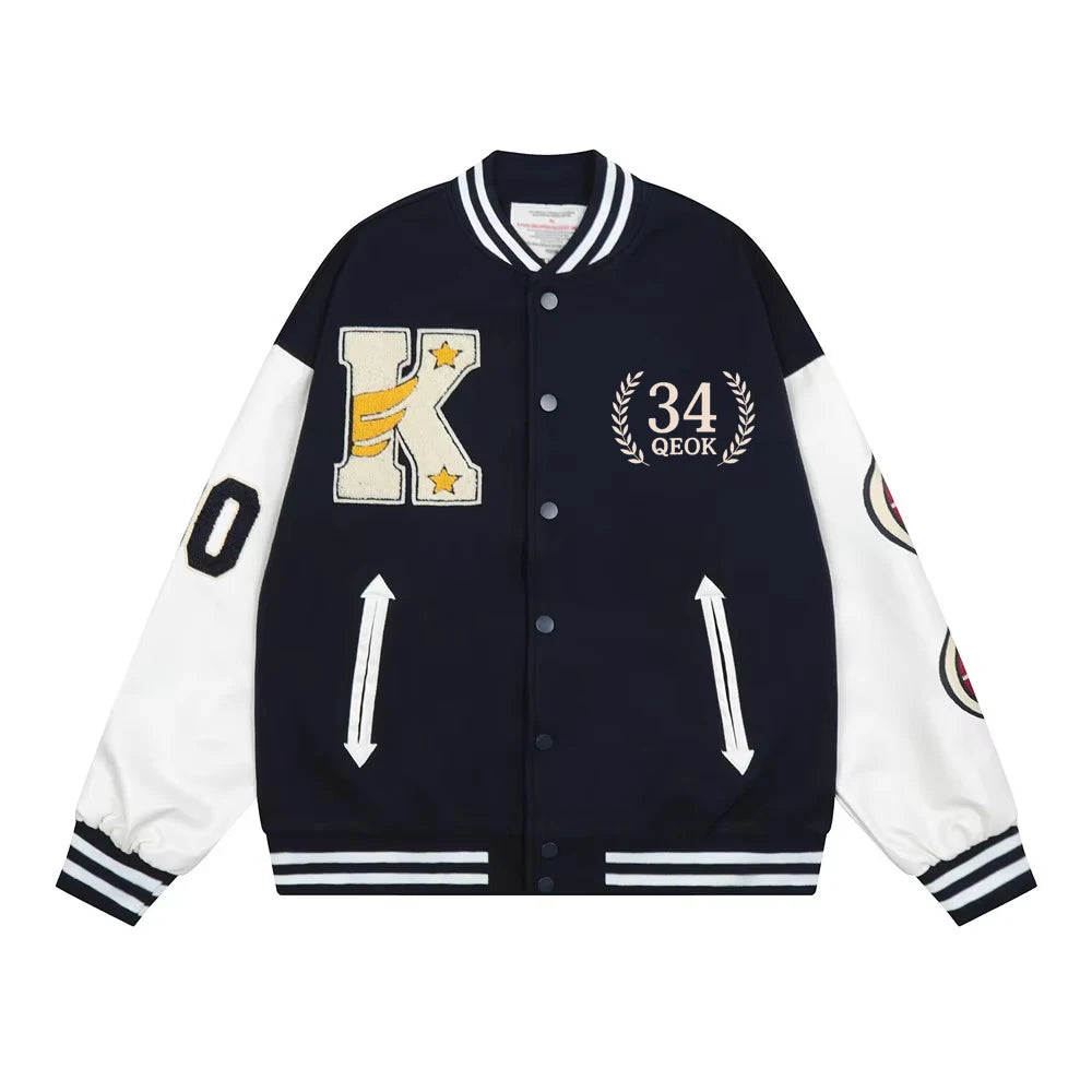 Factory Custom Logo Chenille Embroidery Leather Sleeve Baseball College Men Winter Letterman Bomber Varsity Jacket