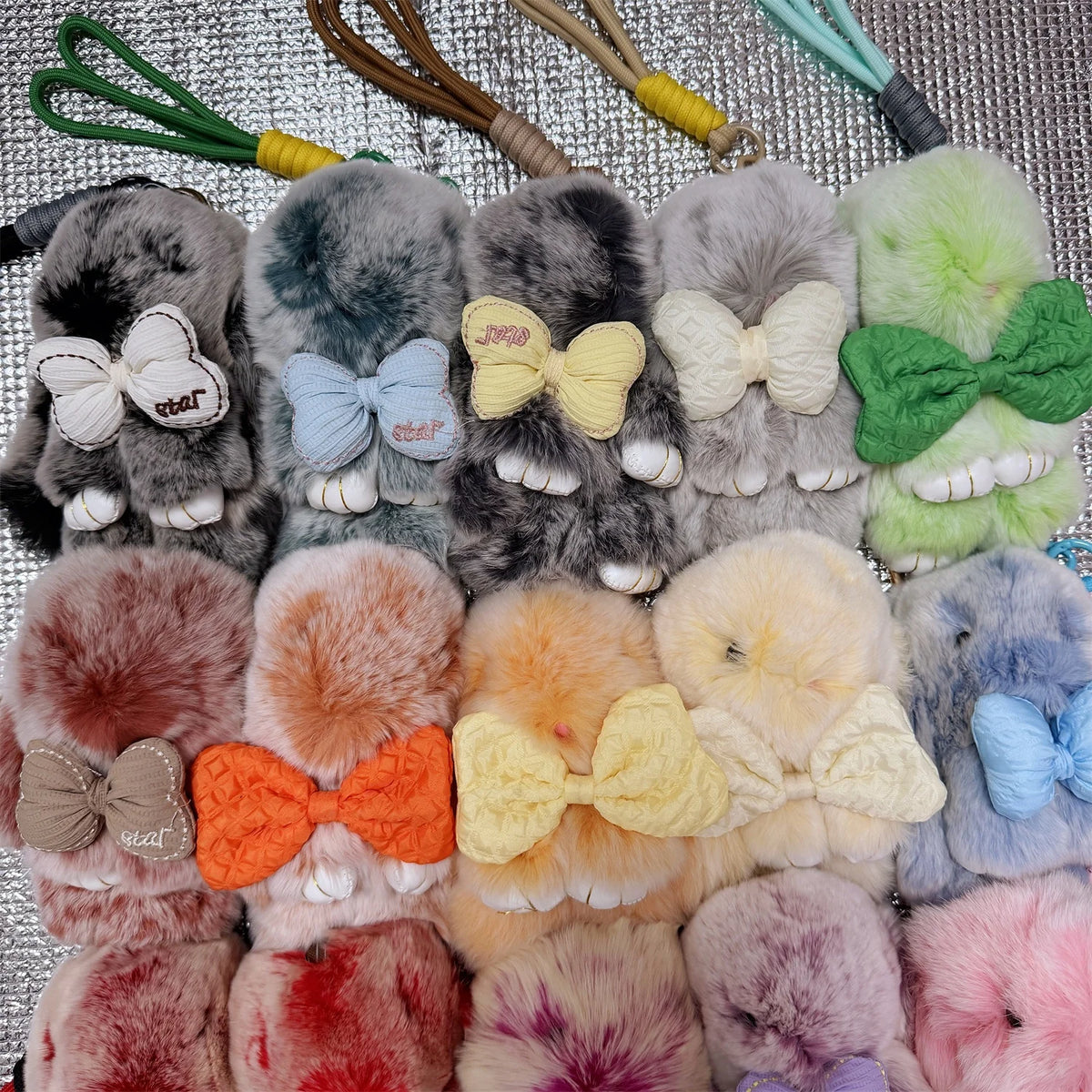 Fashion New 15cm Fluffy Adorable Rabbit Key Chain Bag Accessories Cute Bow Rabbit Bunny Pendant Plush Key Ring for Kids Toy MegaBDM