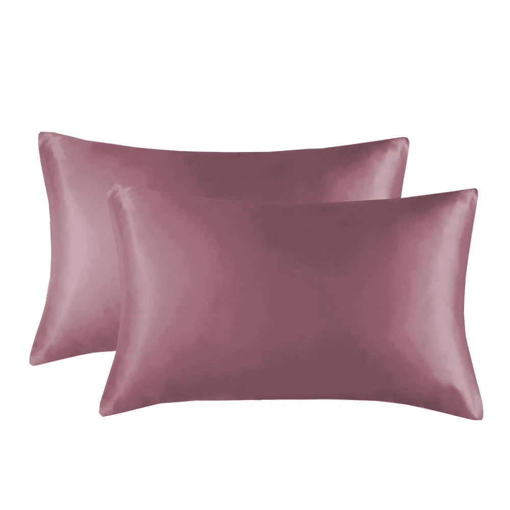 Solid Satin Pillowcases & Cushion Cases Woven Embroidered in Various Colors Hot Sale for Home or Hotel Memory Comfort Style