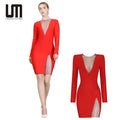 Liu Ming Luxury Fashionable Women Sexy Long Sleeve Rhinestone Club Party Elegant Evening Short Dress