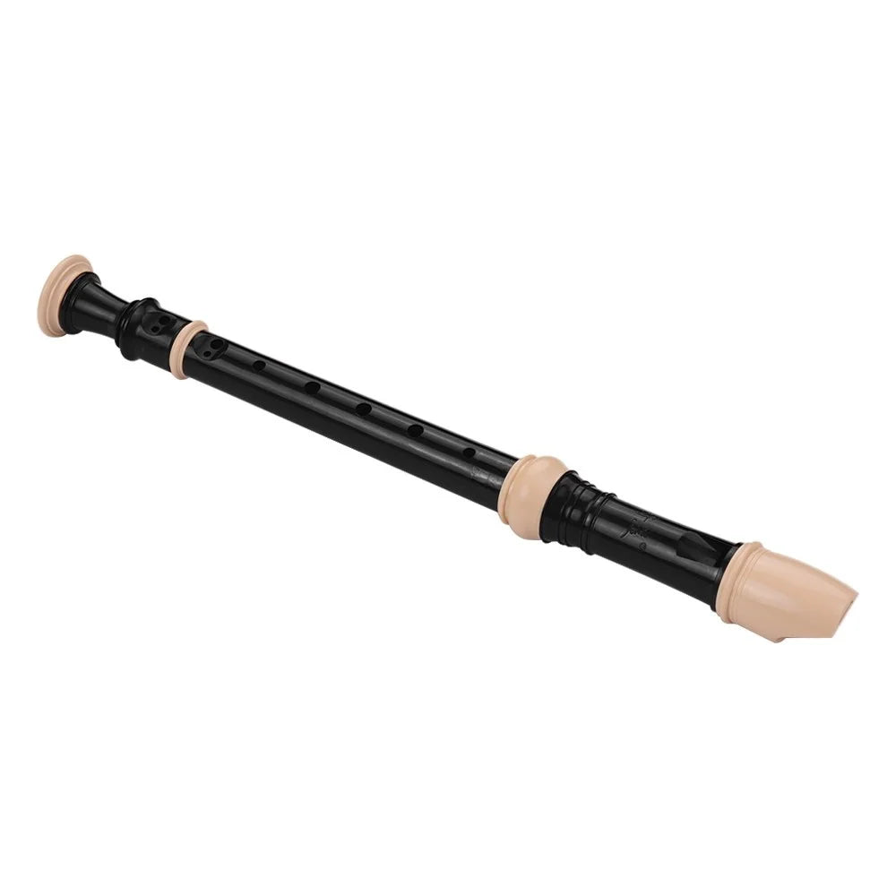 QM8AG German Style Fingering 8 Holes Soprano Descant Recorder ABS Flute with Cleaning Stick Portable Lanyard Finger Rest Wind in
