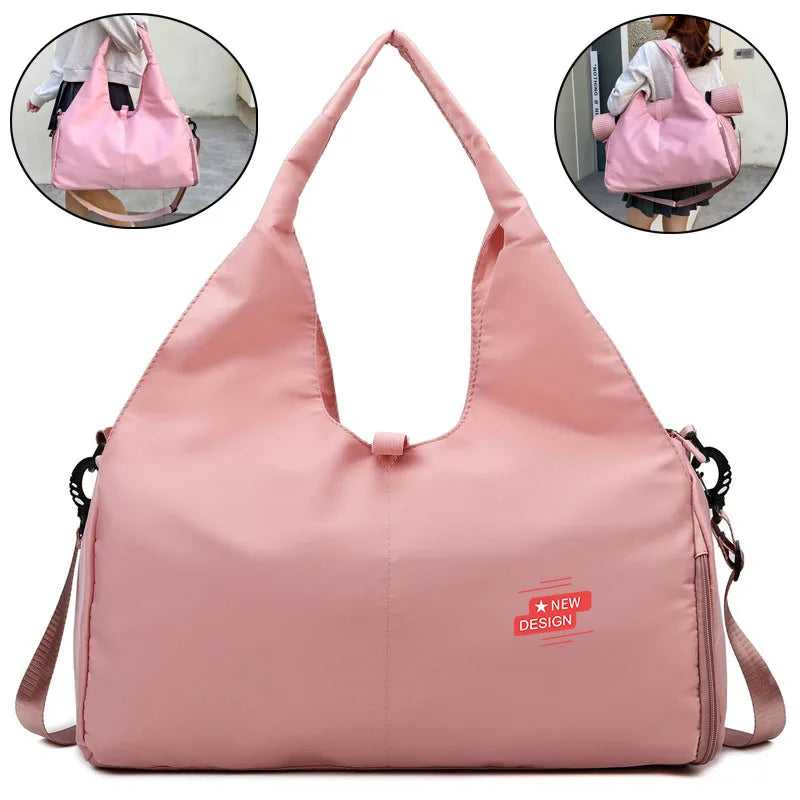Yoga Sports Gym Bags for Women With Shoes Compartment Foldable Duffle Bag With Adjustable Yoga Mat Holder