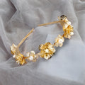Gold Leaf Headbands Pearl Headbands for Women Greek Goddess Accessories Flower Faux Pearls Headband Gold Metal Prom Headpiece