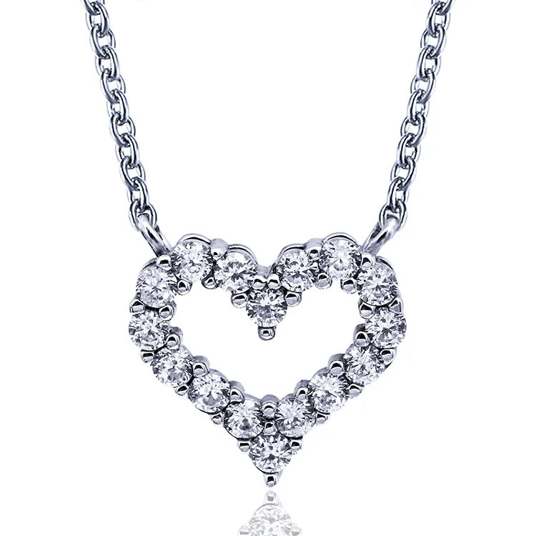 POLIVA Women's Trendy 925 Sterling Silver Open Heart Necklace Set Cubic Zirconia Jewelries for Weddings Engagements