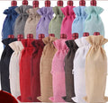 Factory Cheap Custom Wholesale Popular Jute Protection High-end Gift Burlap Custom Double Wine Drawstring Gift Bag
