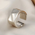 ICEBELA S925 Geometric Ring Ins Sterling Silver Vintage Style Smooth Custom Adjustable Ring for Girls