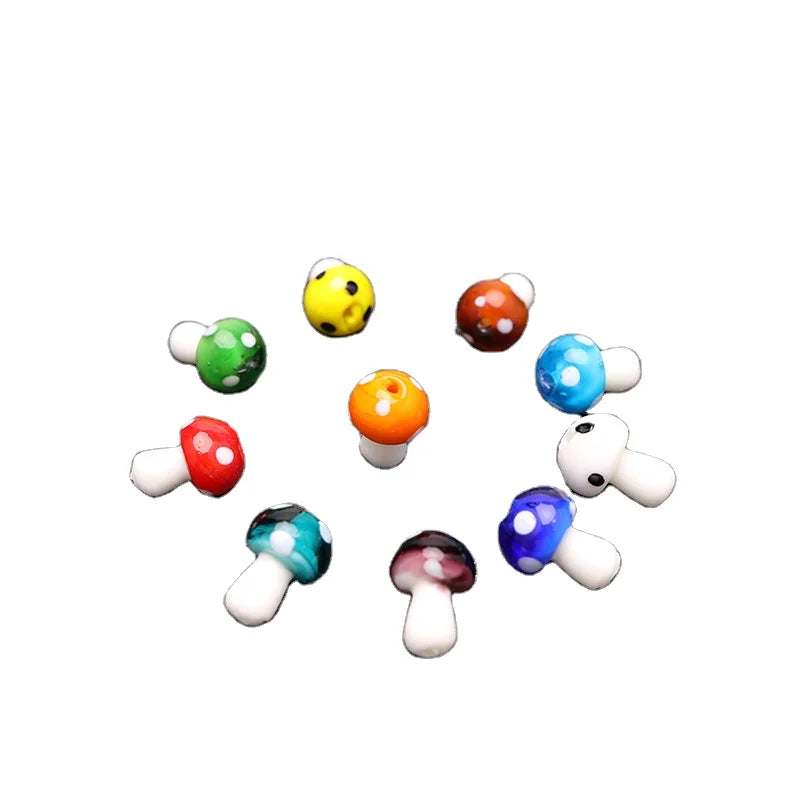 Wholesale Colorful Crystal Glass Mushroom Loose Beads for Diy Handmade Necklace  Charms Jewelry Making Accessories