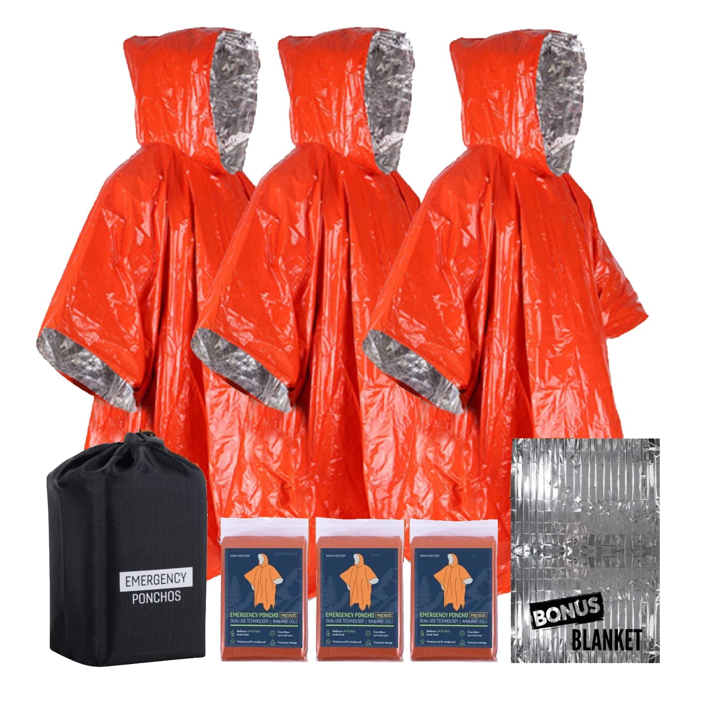 Custom Logo Waterproof Survival Blanket Outdoor Emergency Disposable Rain Poncho 24 Um Thickness for Camping Gear