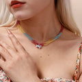 Stainless Steel Necklaces Simple High-end Exquisite Small Dachshund Dog Pendant Colorful Beaded Necklace for Women