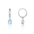 Simple Fashion 925 Silver Natural Sky Blue Topaz Dangle Charm Big Hoop Earrings for Women Jewelry