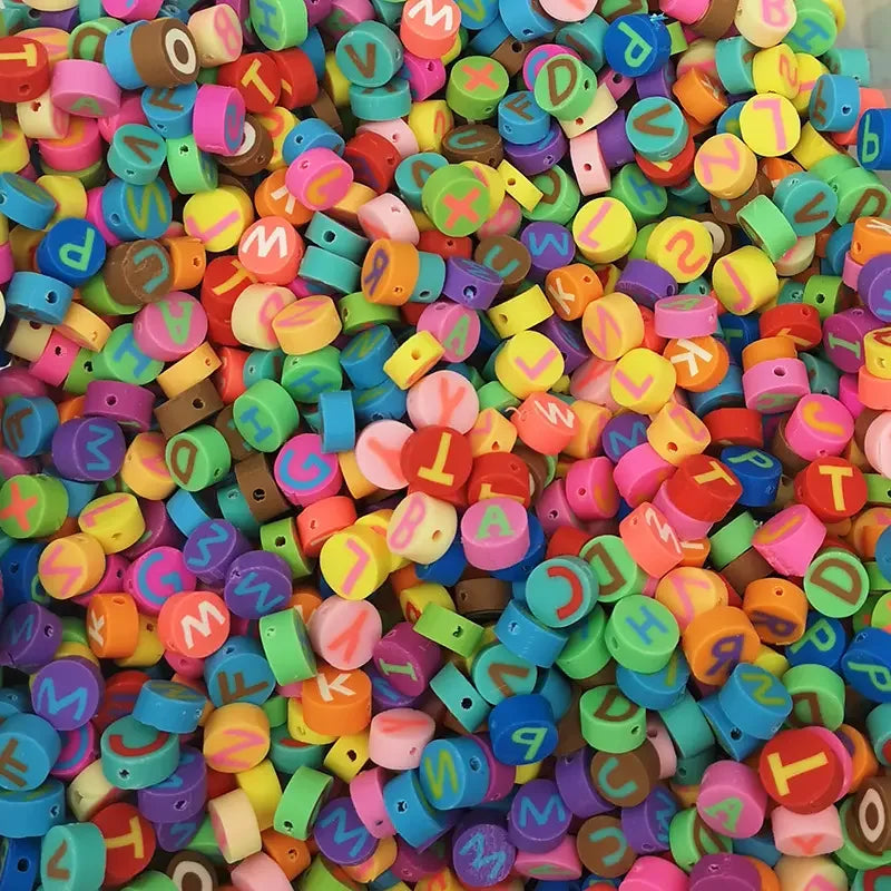 Round Flat Spacer Jewelry Polymer Bead Hole Yellow Emotion Smile Face Clay Beads