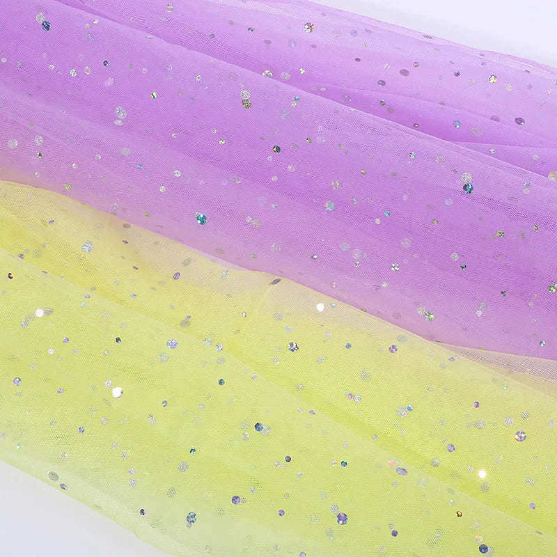 Factory Ready Supply of Large and Small Polka Dot Holographic Sequin Tulle for Children's Clothing Princess Skirt