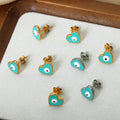 Chic Enamel Gold Plated Demon Eye Earrings No Fade Stainless Steel Evil Eyes Love Heart Stud Earrings for Women