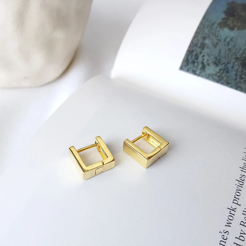 S925 Sterling Silver Luxury Fashion Earrings Wide Square Hoop Earrings Fine Jewelry Earrings Women Wholesale