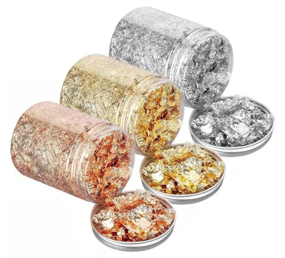 Shiny Gold Leaf Flakes Sequins Glitters Confetti for Painting Arts Nail Art Foil Decorative Paper Resin Mold Fillings