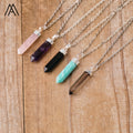 Natural Stone Crystal Point Pendant Silver Necklace Healing Reiki Chakra Quartz Choker for Party or Wedding Birthday Gifts