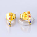Custom OEM Vintage Women Multicolour Zircon Gemstone Fine Jewelry Luxury 925 Sterling Silver 18K Gold Plated Studs Earrings