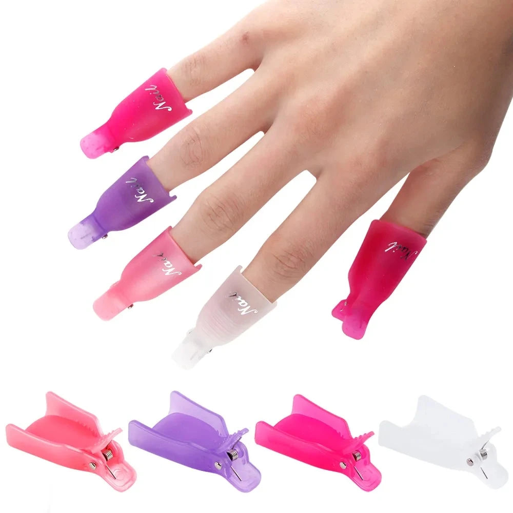 10PCS Plastic Acrylic Nail Art Soak Off Cap Clip UV Gel Polish Remover Wrap Gel Polish Soak Off Cap Clip